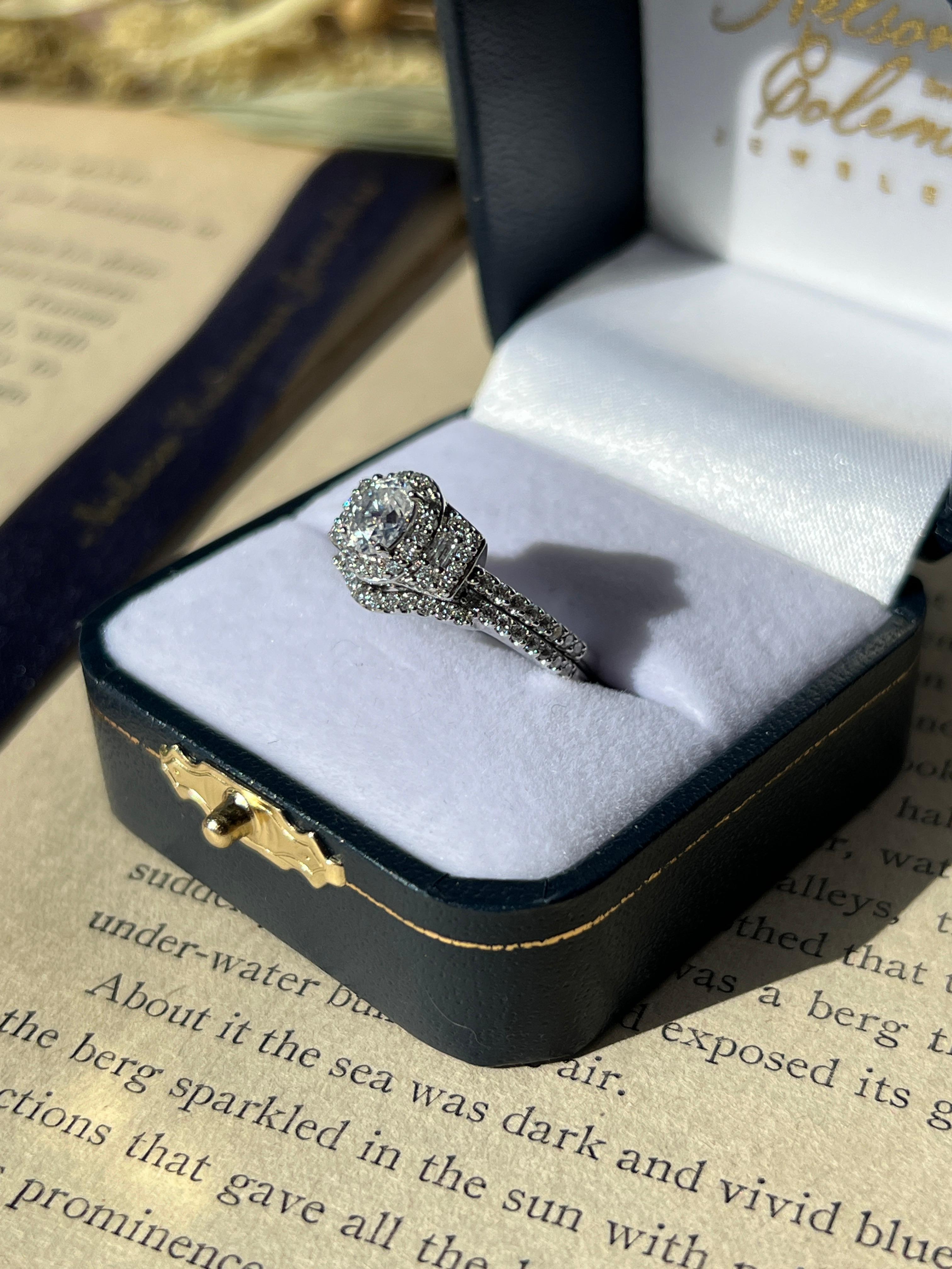 Contemporary Promezza GIA Certified 0.62 Oval Diamond Engagement Ring and Wedding Band