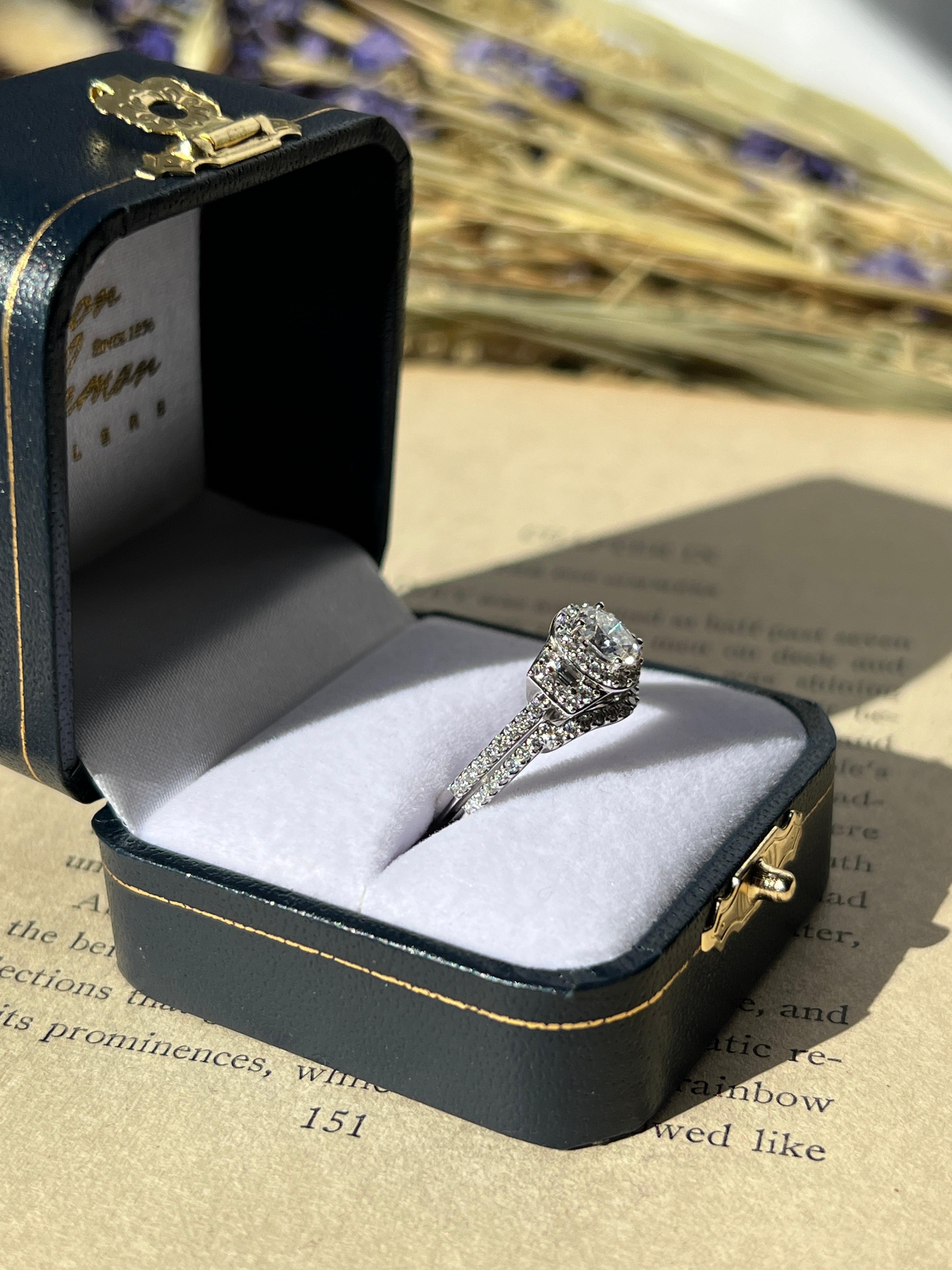 Oval Cut Promezza GIA Certified 0.62 Oval Diamond Engagement Ring and Wedding Band