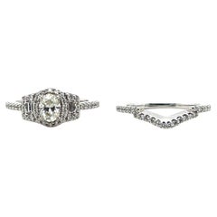 Promezza GIA Certified 0.62 Oval Diamond Engagement Ring and Wedding Band