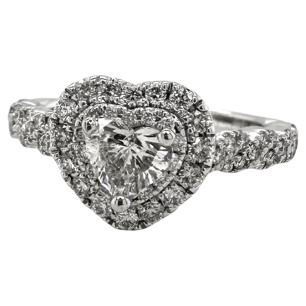Promise Heart Shape Halo Diamond Ring in 14k White Gold