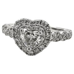 Promise Heart Shape Halo Diamond Ring in 14k White Gold