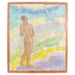 "Promessa di speranza", dipinto Art Déco con nudo maschile e colomba, Svezia