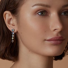 Promise of Spring Earrings, Montana & Ceylon Sapphires, Garnets, 14kt White Gold