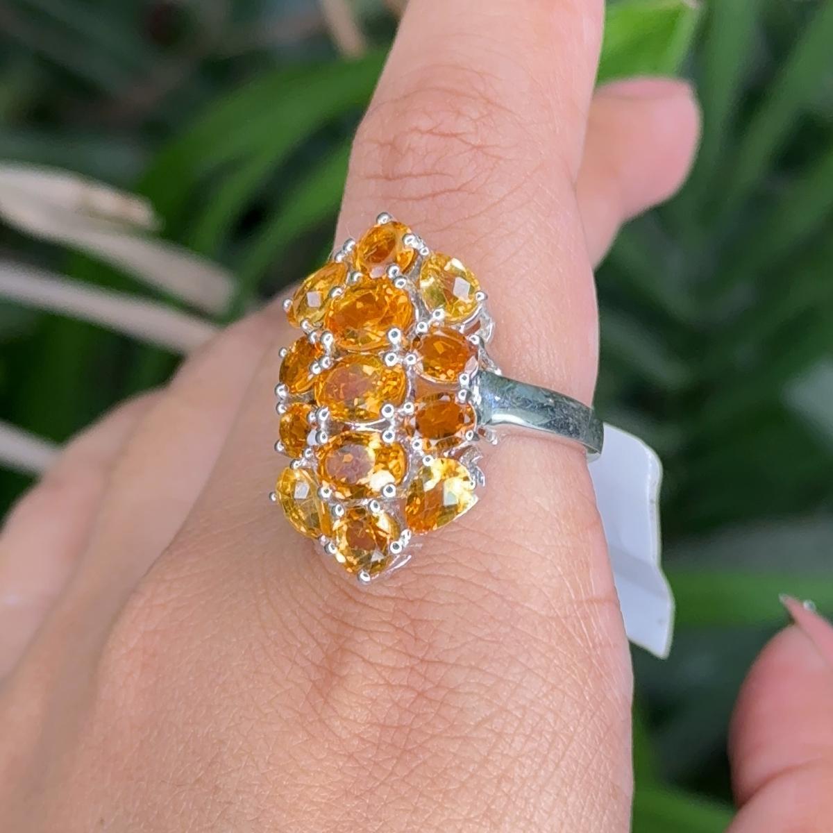 For Sale:  Prong 6.9 Carat Citrine Birthstone Cocktail Ring Gift for Mother in Solid Silver 4