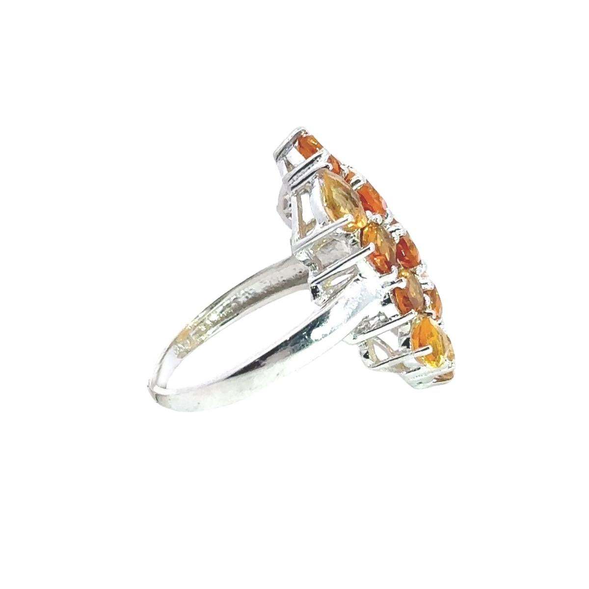 For Sale:  Prong 6.9 Carat Citrine Birthstone Cocktail Ring Gift for Mother in Solid Silver 5