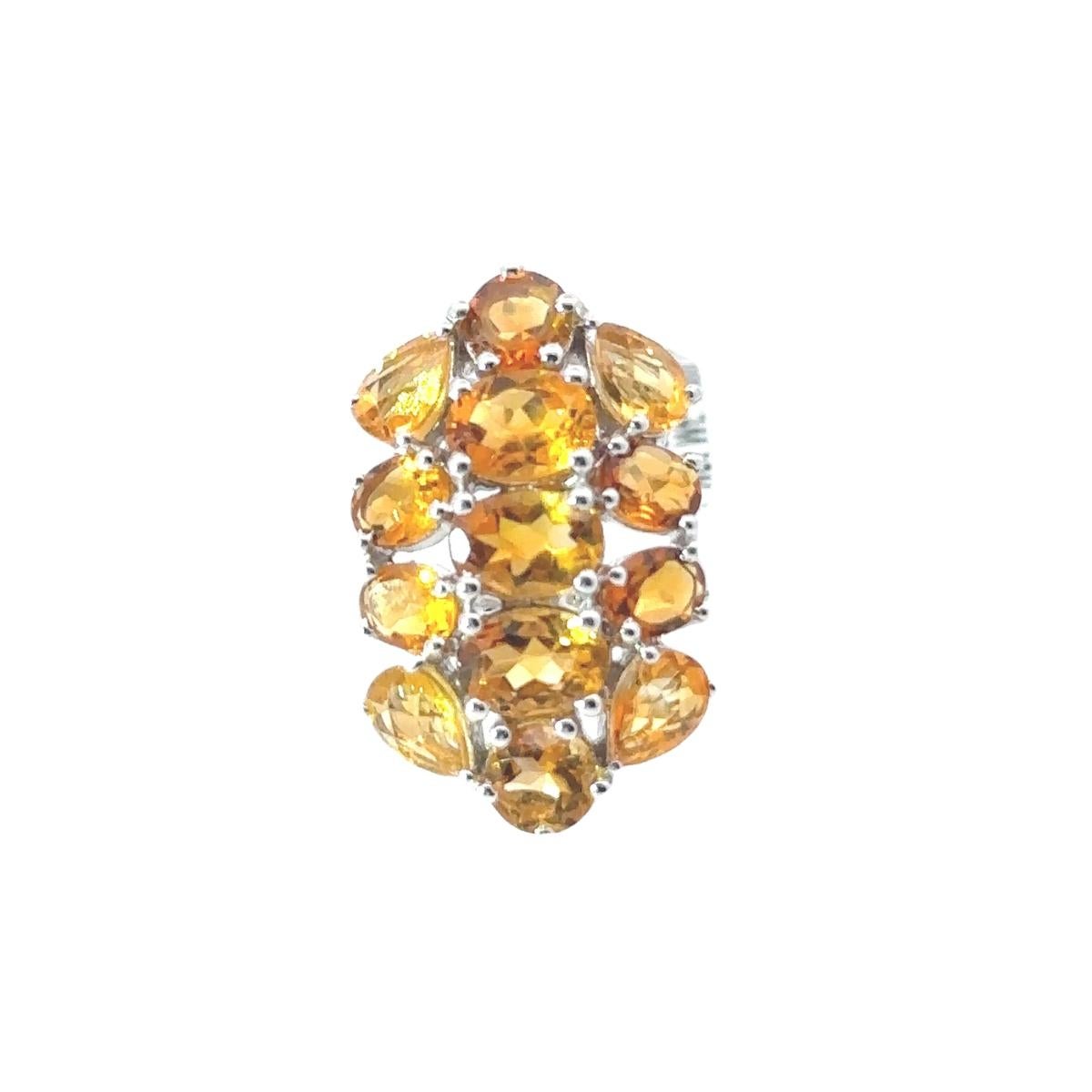 For Sale:  Prong 6.9 Carat Citrine Birthstone Cocktail Ring Gift for Mother in Solid Silver 6