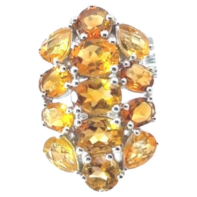 For Sale:  Prong 6.9 Carat Citrine Birthstone Cocktail Ring Gift for Mother in Solid Silver