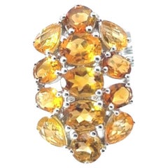 Bague de cocktail en argent massif avec citrine de 6,9 carats, pierre de naissance Cadeau pour maman