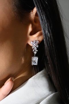 Orecchini a goccia con zirconi a taglio misto per matrimonio in argento A. Silver