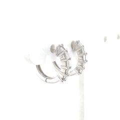 Prong Set Baguette Huggie Earrings