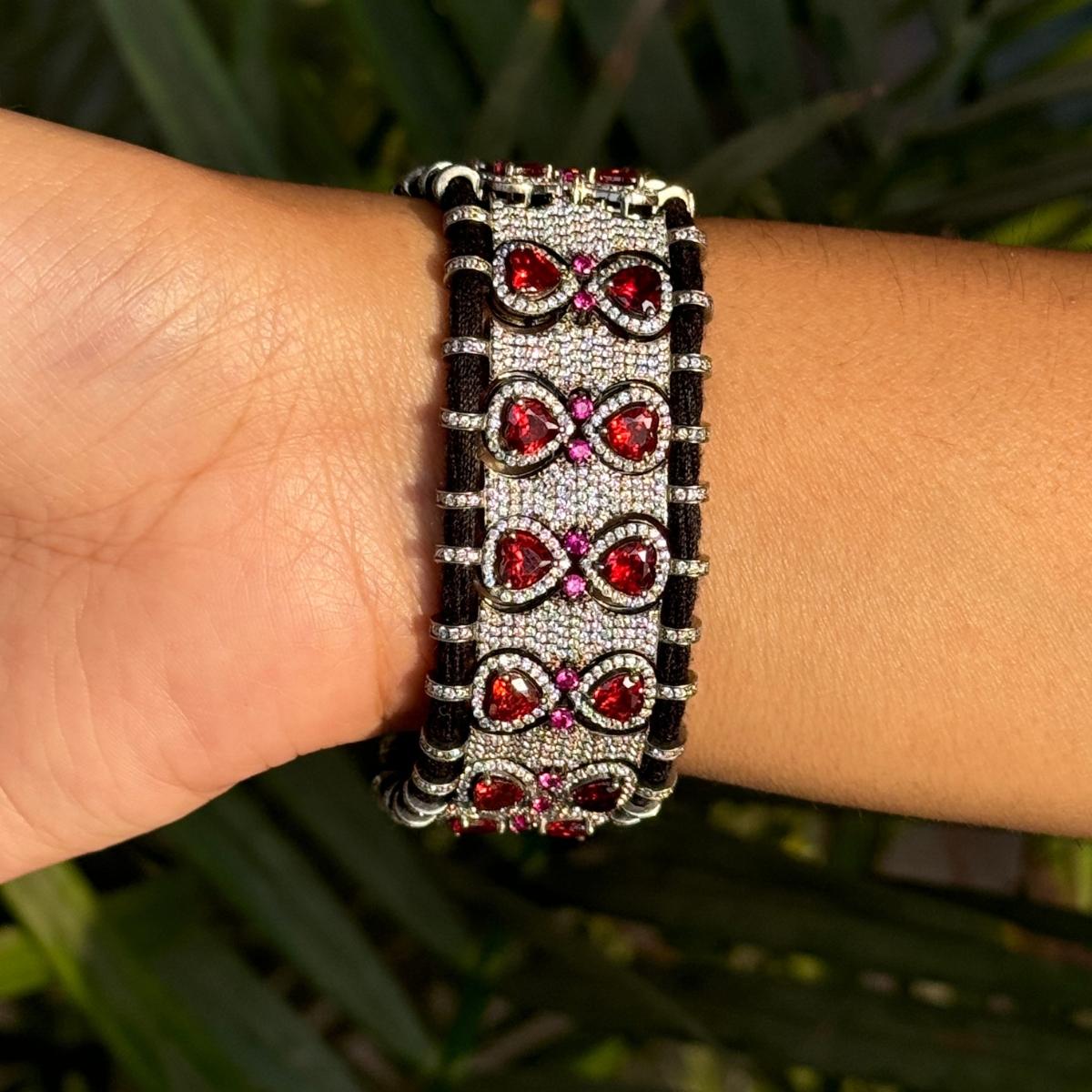 Prong Set Cubic Zirconia Macrame Thread Bracelet for Wedding Gift in sterling silver. You shall need statement thread bracelet to make a statement with your look. Each piece features dazzling cubic zirconia stones, renowned for their brilliance and