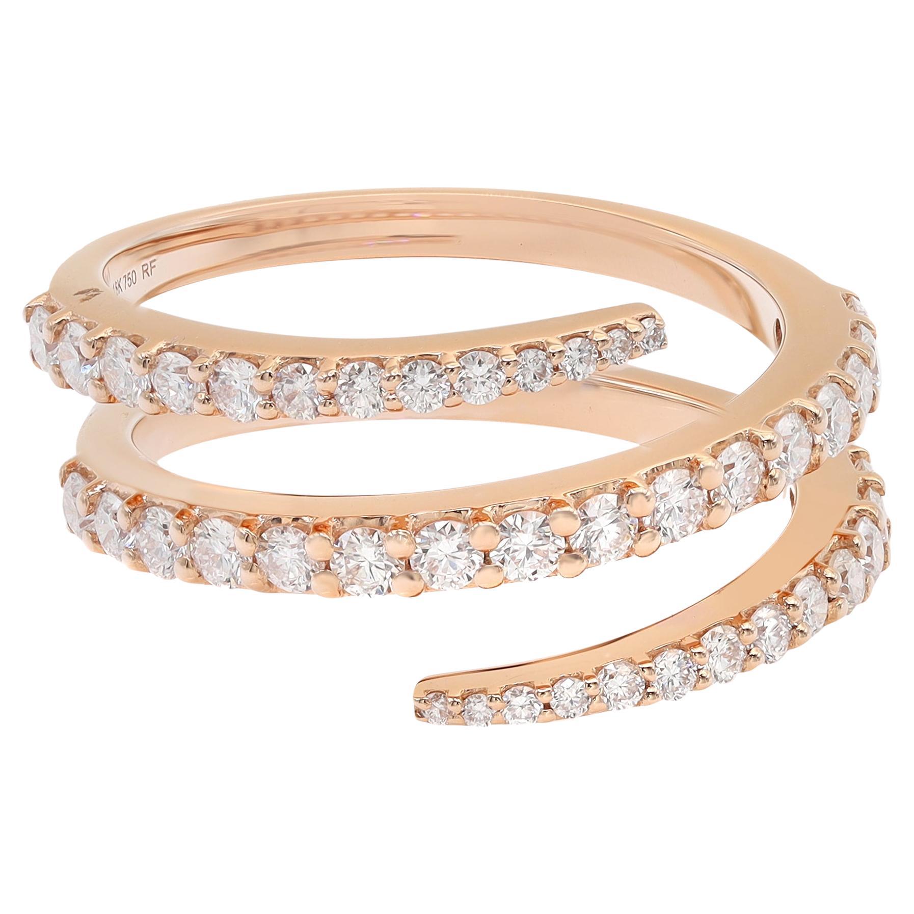Prong Set Diamant Multi Row Spiral Ring 18K Roségold 0,83 Gesamtkaratgewicht