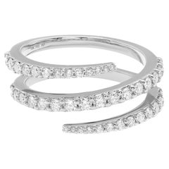 Prong Set Diamond Multi Row Spiral Ring 18K White Gold 0.76Cttw