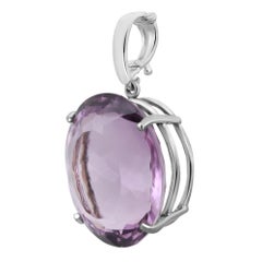 Prong Set Oval Cut Amethyst Pendant Sterling Silver 925