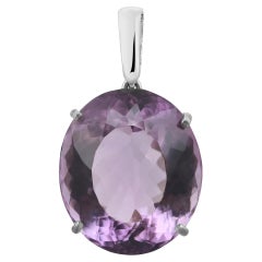 Prong Set Oval Cut Amethyst Pendant Sterling Silver 925