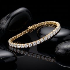 Prong Set Round 14K (or 18k upon request) Yellow Gold Diamond Tennis Bracelet