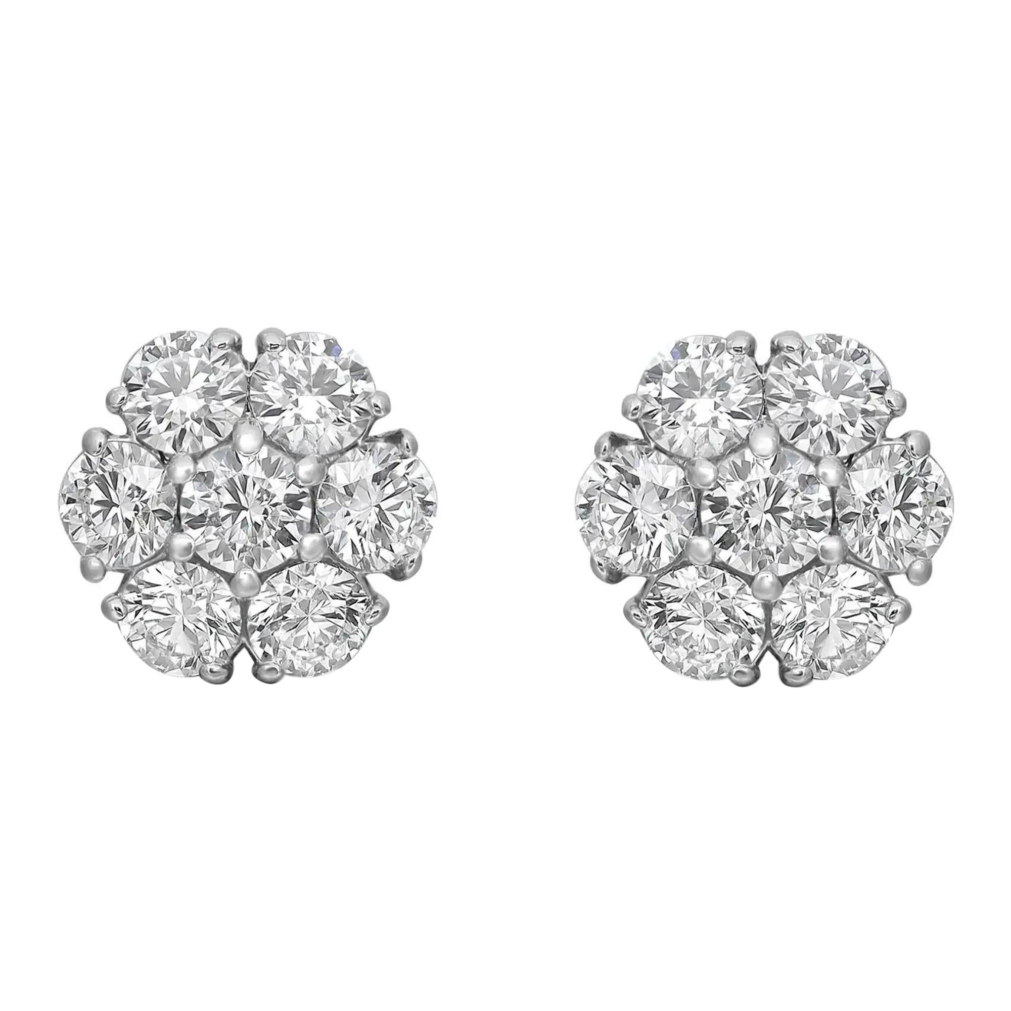 Pendientes de oro blanco de 14 quilates con diamantes de talla redonda 2,94 cttw