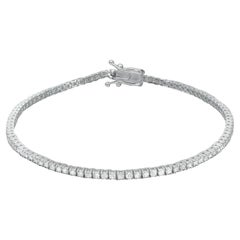 Bracciale tennis con diamanti taglio rotondo incastonati in oro bianco 14K 0.95Cttw 7 pollici