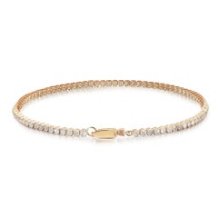 Bracelet tennis en or jaune 14 carats serti de diamants taille ronde de 1,98 ct. pt. 7 pouces