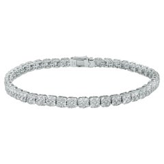 Bracelet tennis en or blanc 18 carats serti de diamants taille ronde de 4,76 ct. pt. 7 pouces
