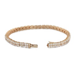 Pulsera de tenis con diamantes redondos engastados en oro amarillo de 18 quilates 4,77 qtw 7 pulgadas