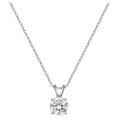 Prong Set Round Cut Lab Grown Diamond Pendant Necklace 18K White Gold 2.50Cttw