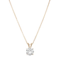 Prong Set Round Cut Lab Grown Diamond Pendant Necklace 18K Yellow Gold 2.56Cttw