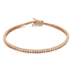 Bracelet tennis en or rose 14 carats serti de diamants ronds de 0,95 cttw 7 pouces