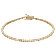 Bracelet tennis en or jaune 14 carats serti de diamants ronds de 0,95 cttw 7 pouces