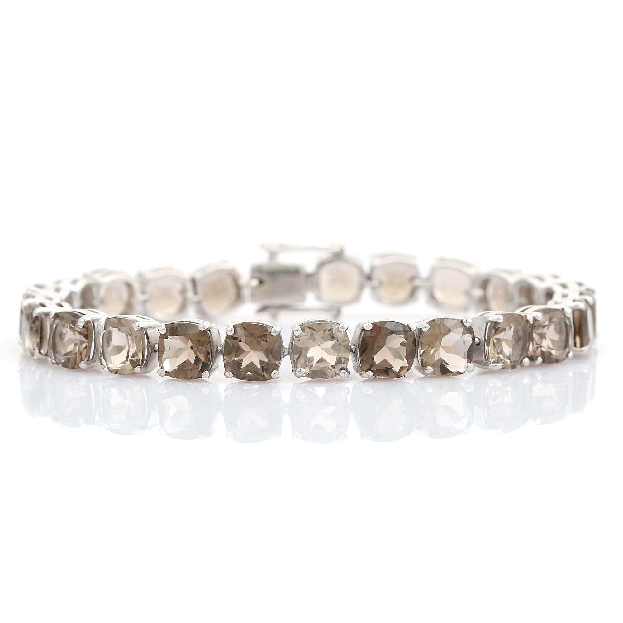 Bracciale d'argento Tennis con Topazio Fumé incastonato a forza, pietra di nascita del mese di novembre in vendita