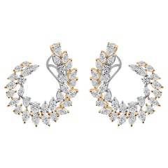 Boucles d'oreilles en or massif 18k serties de diamants taillés en marquise 6.43Carat