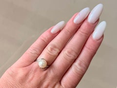 Prong Set White Akoya Pearl Platinum Ring