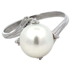 Prong Set White Akoya Pearl Platinum Ring
