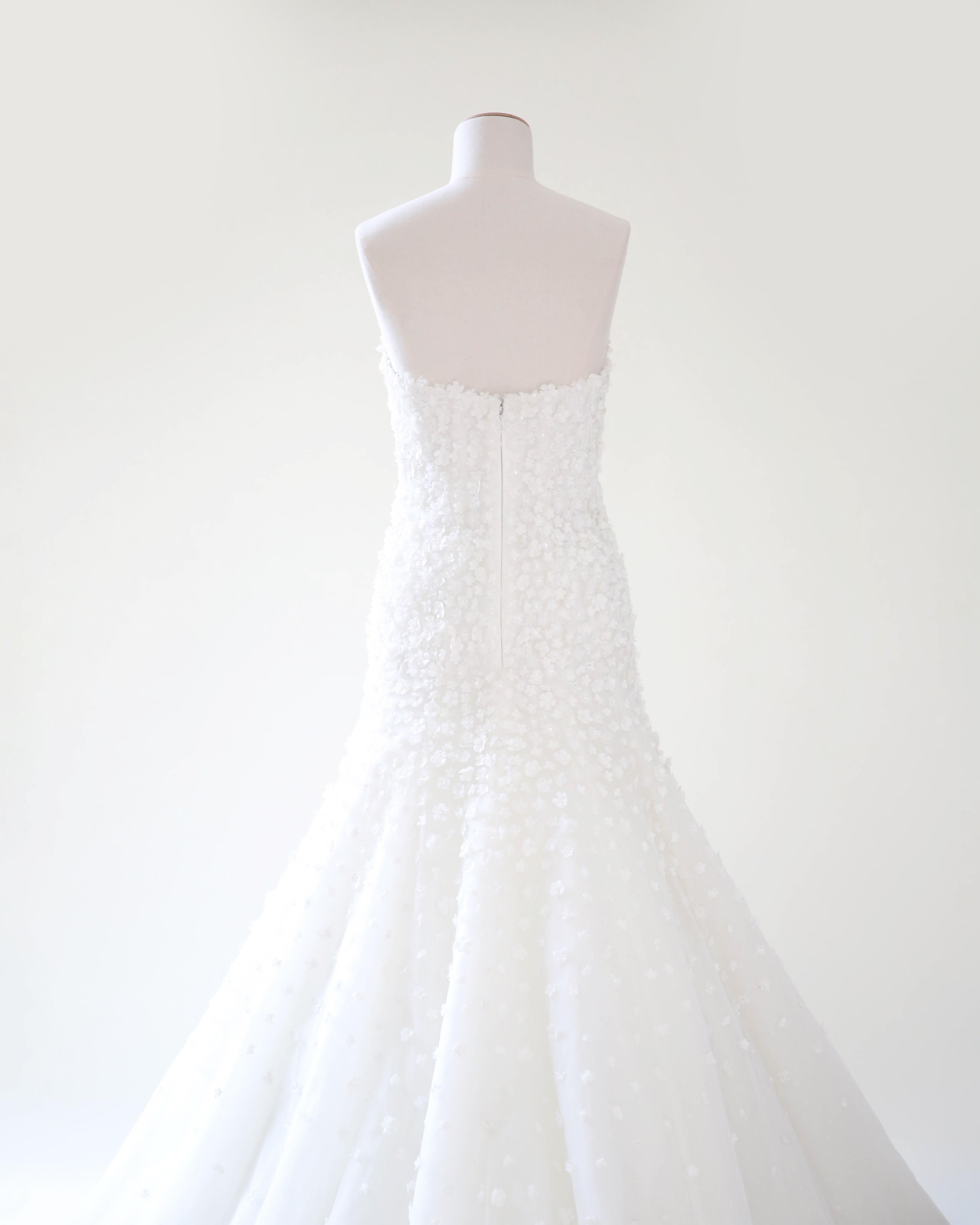 Pronovias vintage vestido de novia sin tirantes corsé de tul floral blanco 36-38 en venta 5