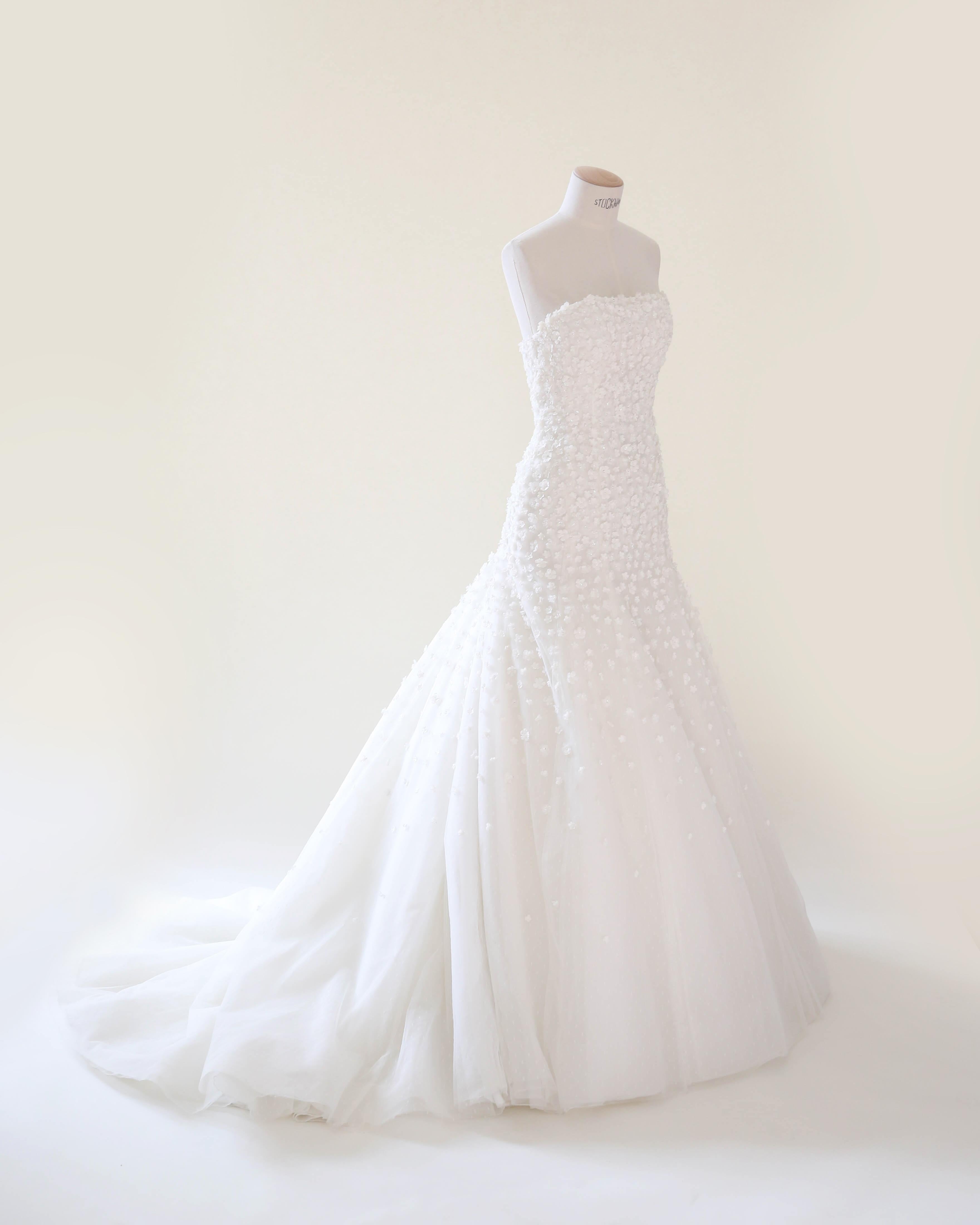 Pronovias vintage vestido de novia sin tirantes corsé de tul floral blanco 36-38 en venta 11