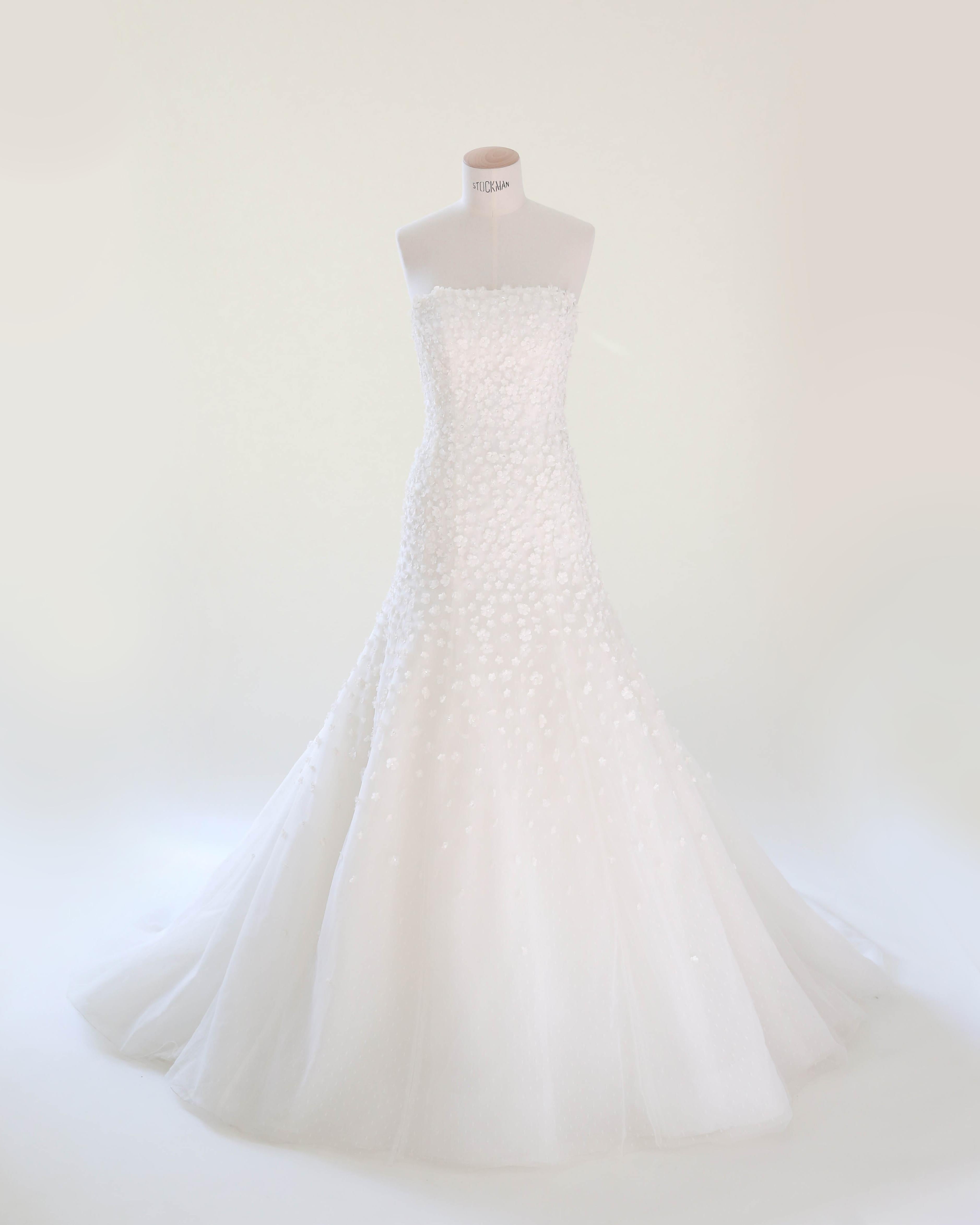 Pronovias vintage vestido de novia sin tirantes corsé de tul floral blanco 36-38 Gris en venta