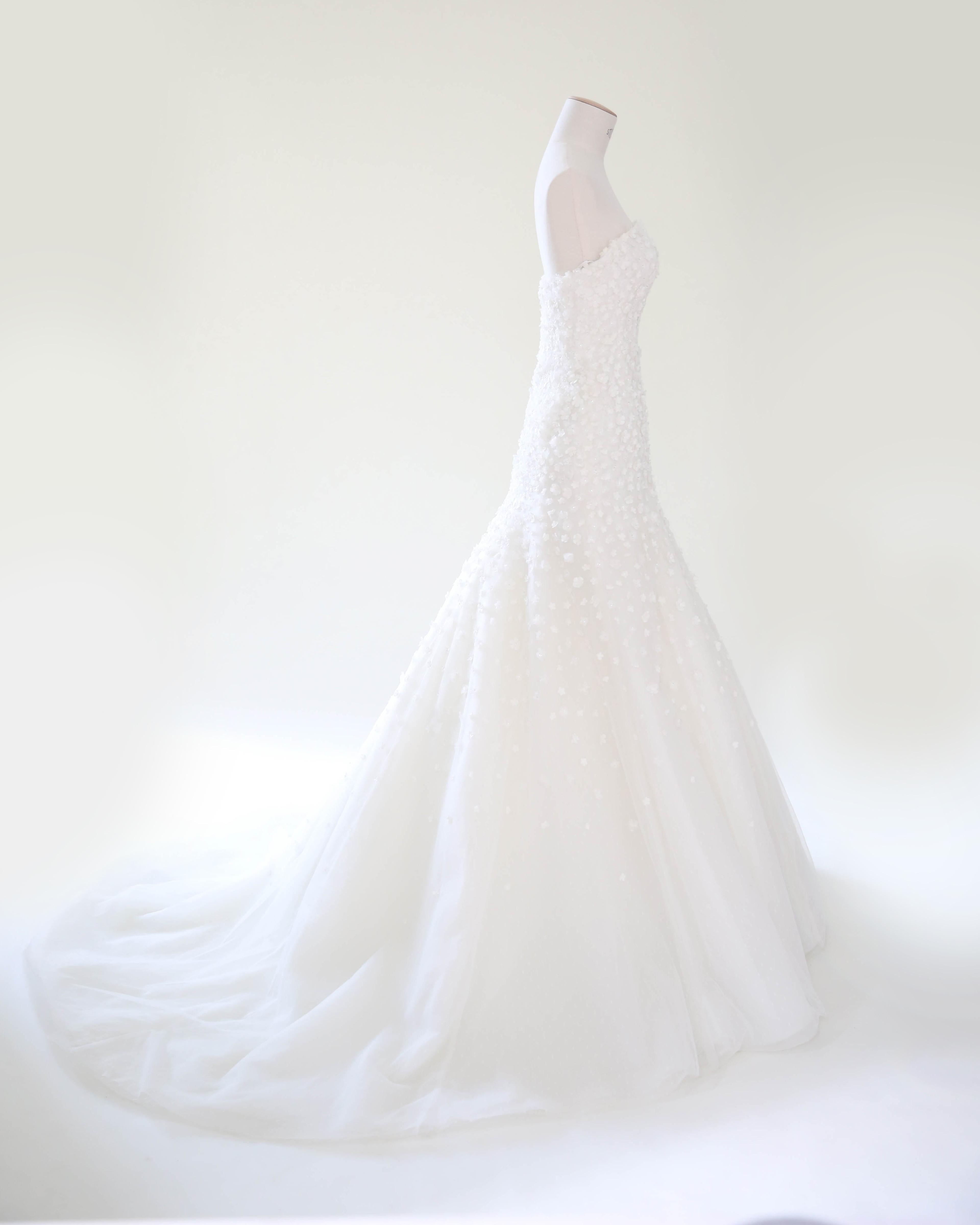 Pronovias vintage vestido de novia sin tirantes corsé de tul floral blanco 36-38 en venta 1