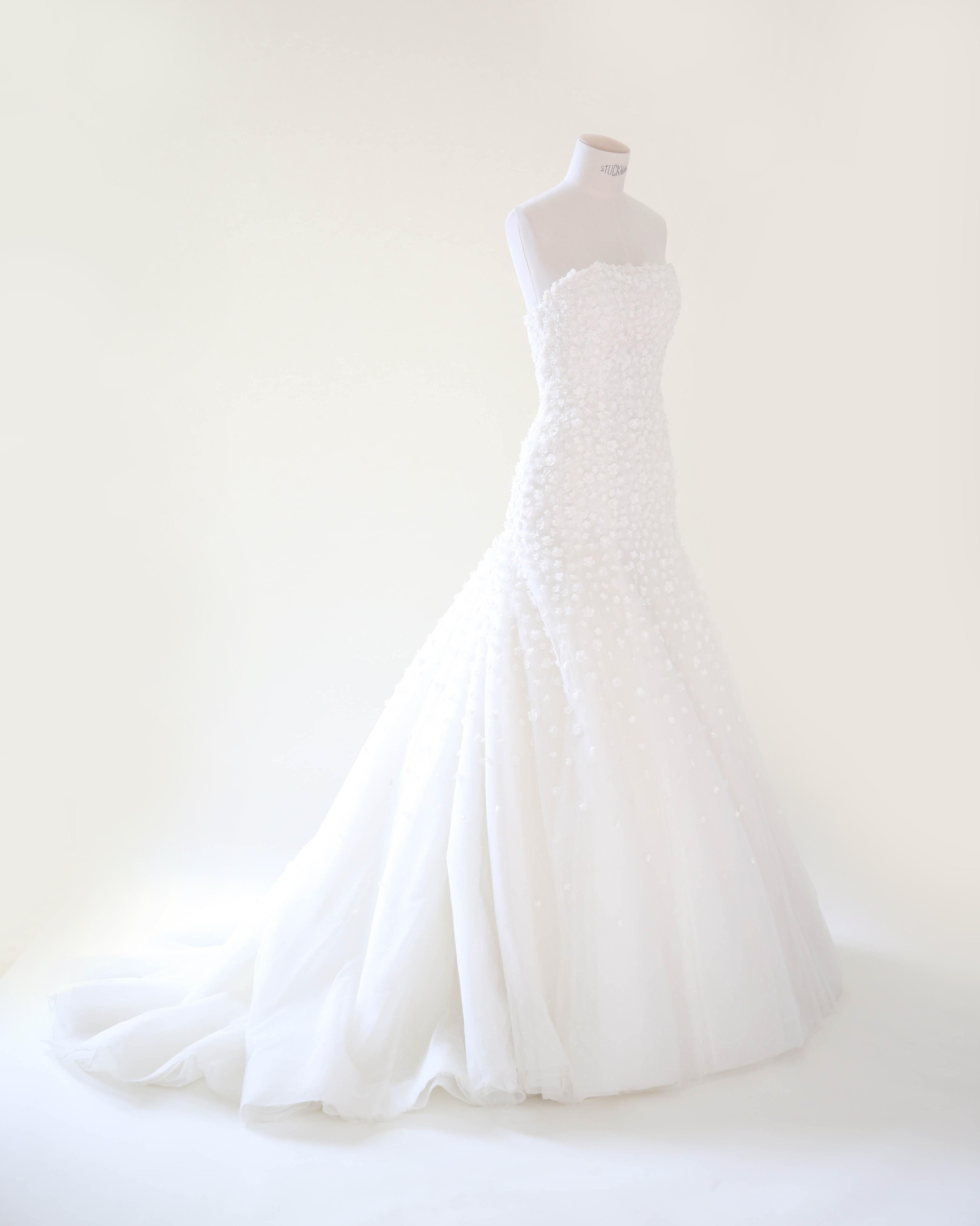 Pronovias vintage vestido de novia sin tirantes corsé de tul floral blanco 36-38 en venta 2