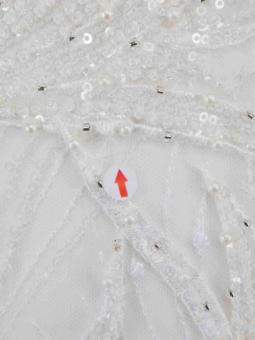 Pronovias Weißes verziertes Hochzeitskleid Größe M 1