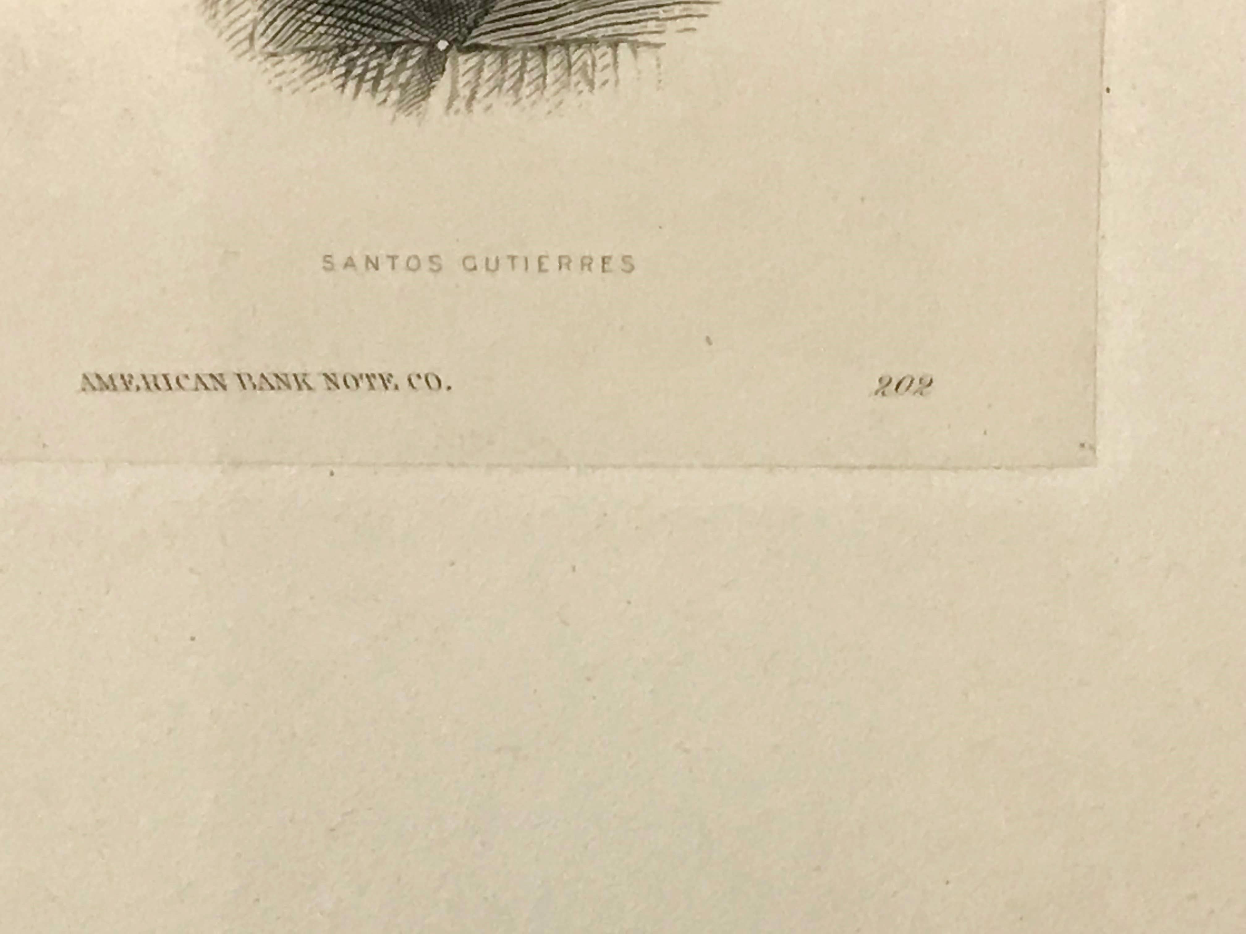 Other Proof of an American Bank Note Santos Gutierres, No. 202, circa 1870 For Sale