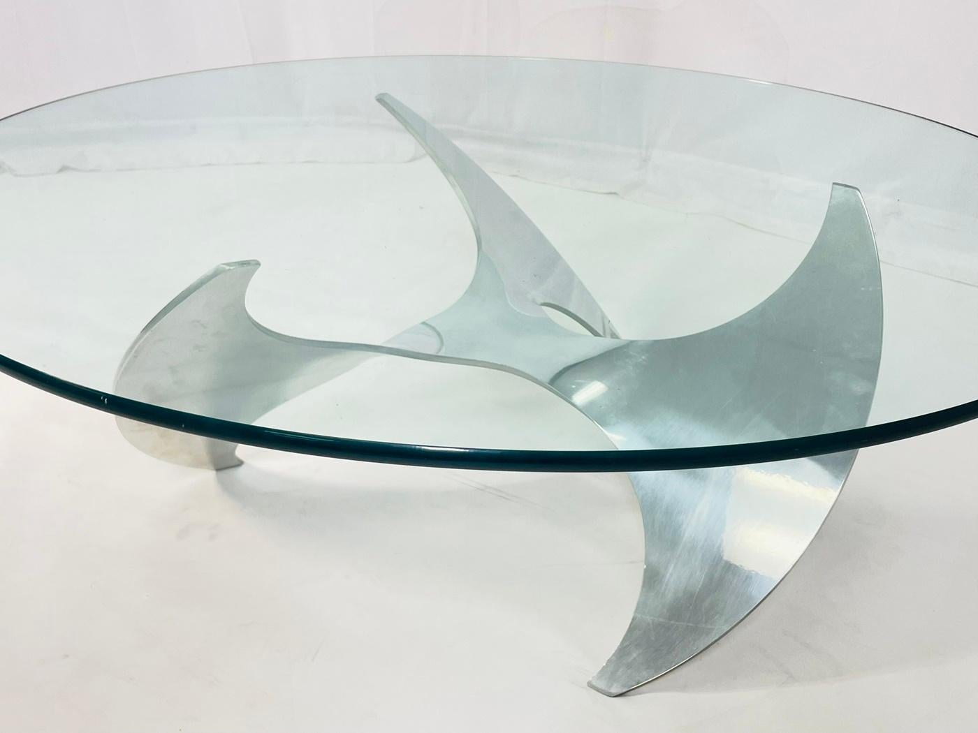 Propeller Coffee Table with a Glass Top by Knut Hesterberg for Ronald Schmitt For Sale 2