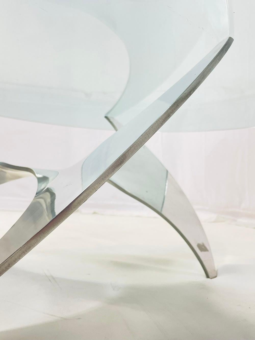 Propeller Coffee Table with a Glass Top by Knut Hesterberg for Ronald Schmitt For Sale 3