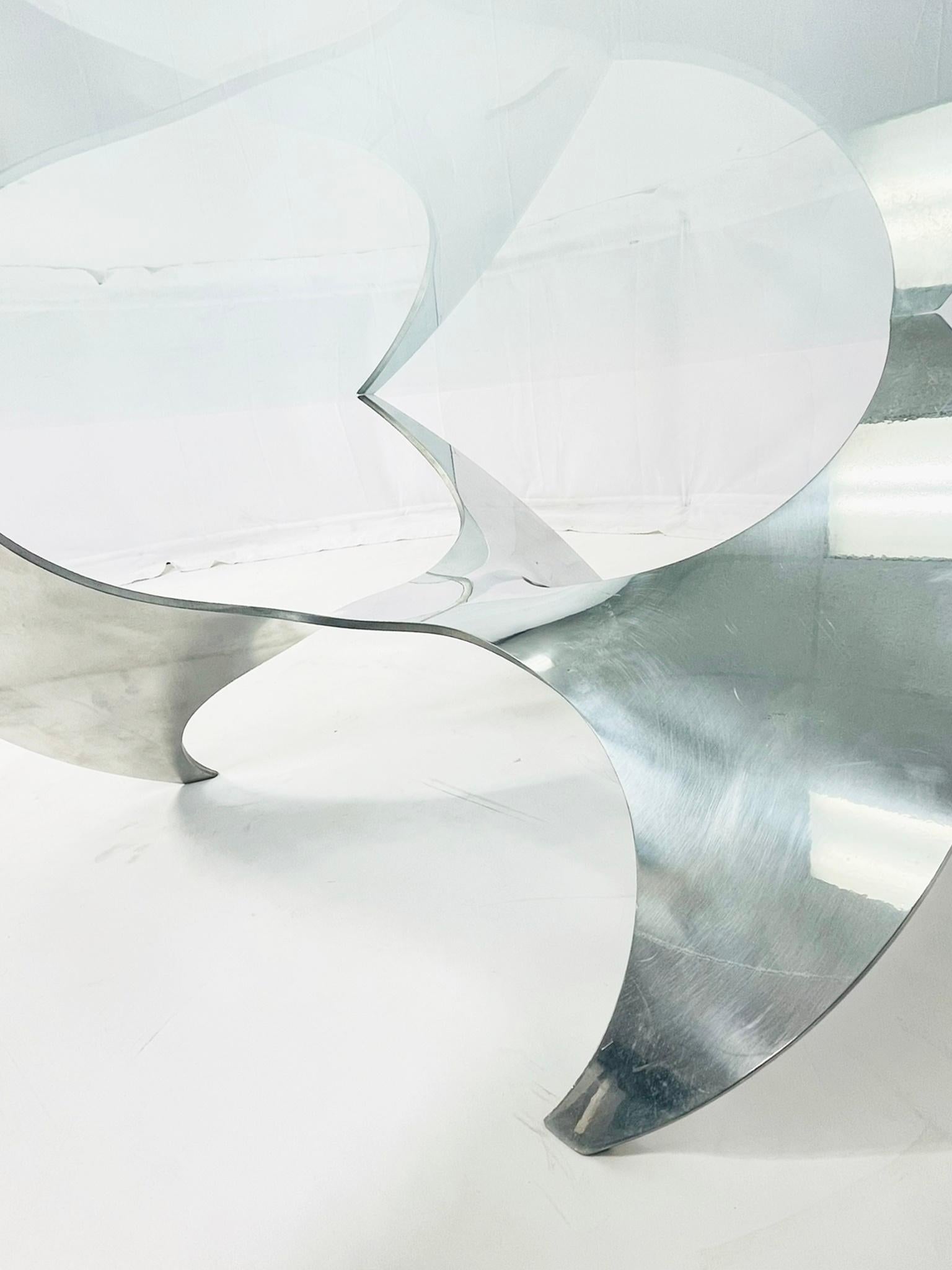 Propeller Coffee Table with a Glass Top by Knut Hesterberg for Ronald Schmitt For Sale 4