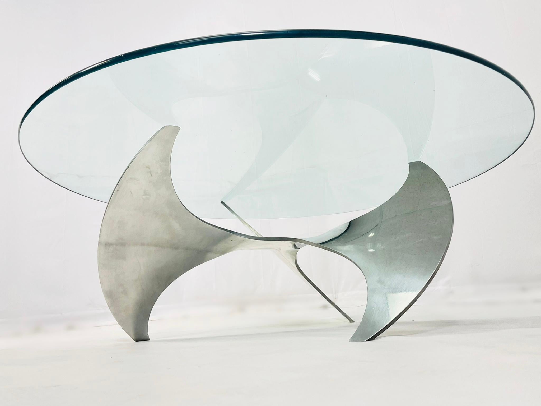 Mid-20th Century Propeller Coffee Table with a Glass Top by Knut Hesterberg for Ronald Schmitt For Sale