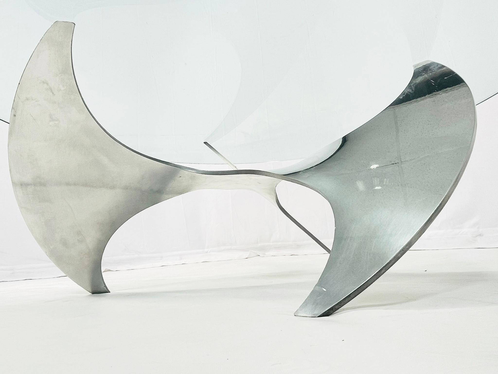 Propeller Coffee Table with a Glass Top by Knut Hesterberg for Ronald Schmitt For Sale 1