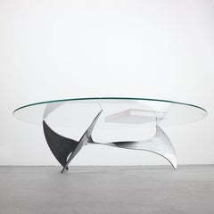 "Propeller" coffee table with glass top and metal frame - Knut Hesterberg -