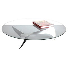 "Propeller" coffee table with glass top and metal frame - Knut Hesterberg -