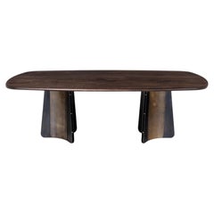 Propeller Dining Table — Steel & Brass — Bullnosed Oak Top — Large