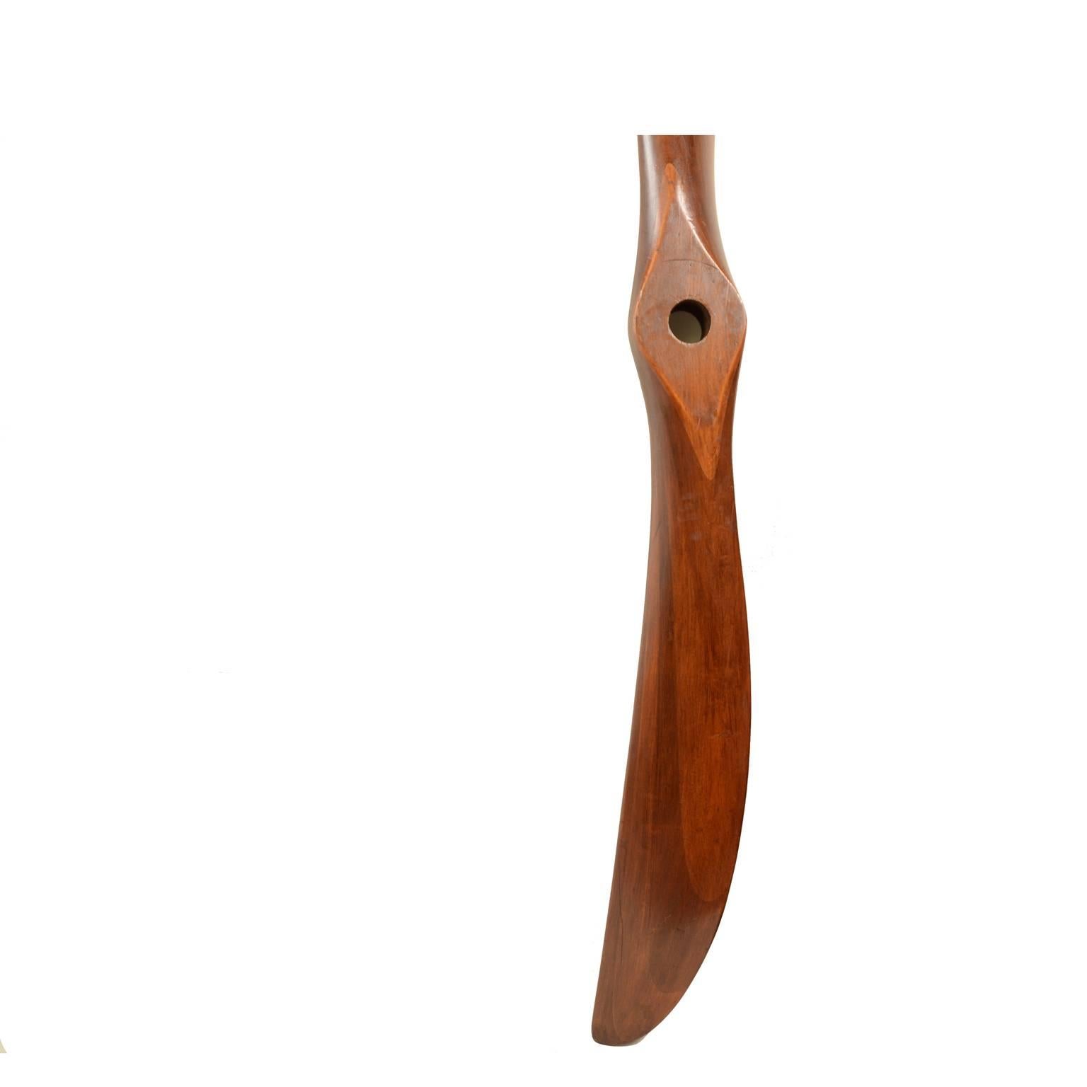 Propeller made of mahogany laminated wood. American manufacture, 1915 circa, serial number *163*. Very good condition, minor repair on the tip. Cm 19x10.5x274 - inches 7.48x4.13x107.8. 
It is a Paragon OX5 propeller, spare and never used, made by