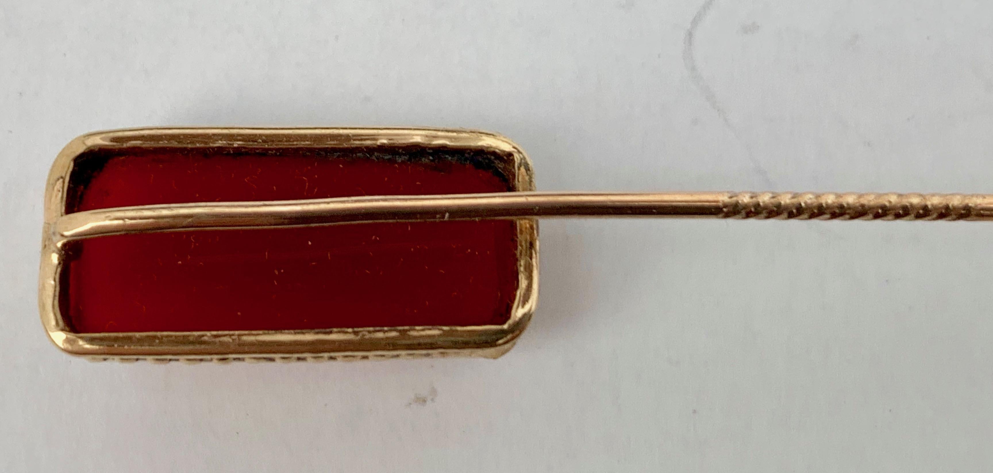 Gold Stickpin with Cameo in Original Case-Once Worn by Nat King Cole In Good Condition In West Palm Beach, FL